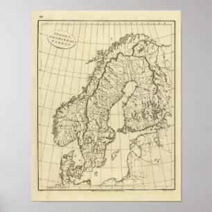Kontur Schweden, Dänemark, Norwegen Poster