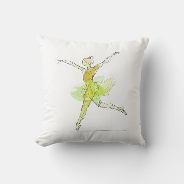 Kontur Stroke Dancing Green Ballerina Studio Kissen (Vorderseite)