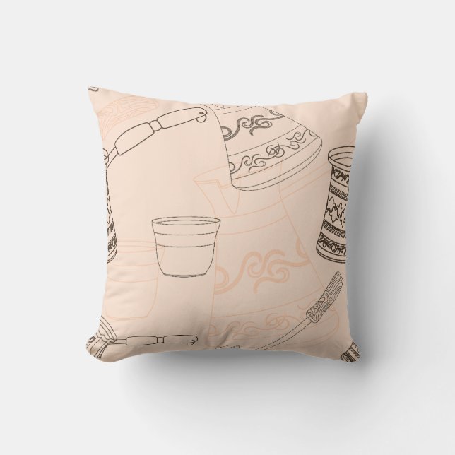 Kontur Türkischer Kaffee Elegantes Minimalistische Kissen (Vorderseite)