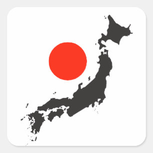 Kontur und Kreis Japans Quadratischer Aufkleber