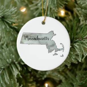 Kontur von Massachusetts Staat Keramik Ornament