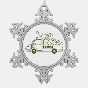 Kontur Weihnachtswagen Ausblick auf die Pkw Schneeflocken Zinn-Ornament