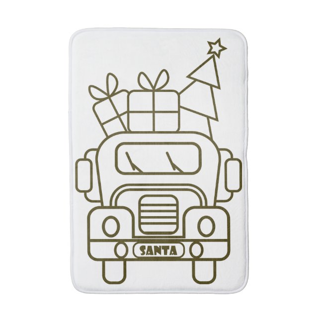 Kontur Weihnachtswagen Santa Auto Vorderansicht Badematte (Vorderseite Vertikal)
