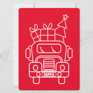Kontur Weihnachtswagen Santa Auto Vorderansicht Feiertagskarte