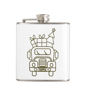 Kontur Weihnachtswagen Santa Auto Vorderansicht Flachmann