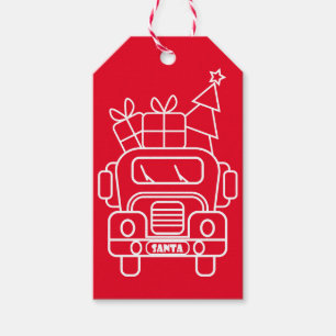 Kontur Weihnachtswagen Santa Auto Vorderansicht Geschenkanhänger
