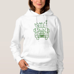 Kontur Weihnachtswagen Santa Auto Vorderansicht Hoodie