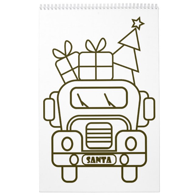 Kontur Weihnachtswagen Santa Auto Vorderansicht Kalender (Titelbild)