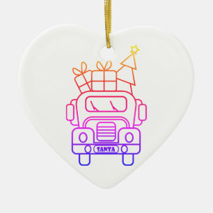 Kontur Weihnachtswagen Santa Auto Vorderansicht Keramik Ornament