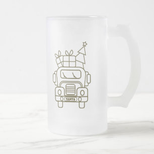 Kontur Weihnachtswagen Santa Auto Vorderansicht Mattglas Bierglas