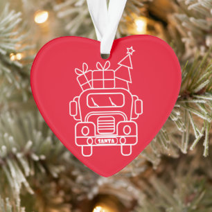 Kontur Weihnachtswagen Santa Auto Vorderansicht Ornament