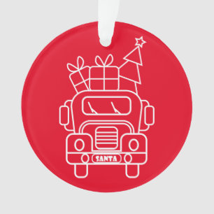 Kontur Weihnachtswagen Santa Auto Vorderansicht Ornament