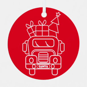 Kontur Weihnachtswagen Santa Auto Vorderansicht Ornament Aus Metall