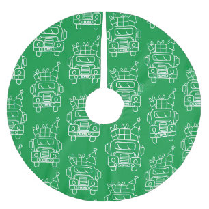 Kontur Weihnachtswagen Santa Auto Vorderansicht Polyester Weihnachtsbaumdecke