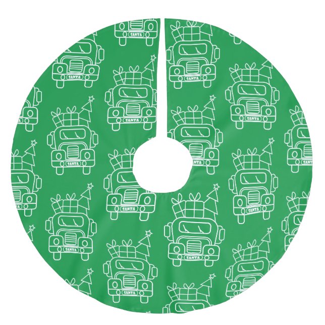 Kontur Weihnachtswagen Santa Auto Vorderansicht Polyester Weihnachtsbaumdecke (Vorderseite)