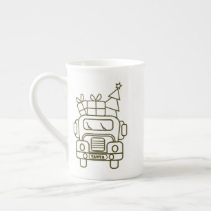 Kontur Weihnachtswagen Santa Auto Vorderansicht Prozellantasse