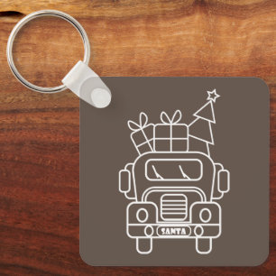 Kontur Weihnachtswagen Santa Auto Vorderansicht Schlüsselanhänger