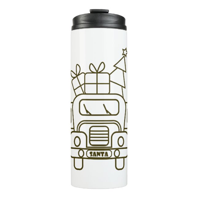 Kontur Weihnachtswagen Santa Auto Vorderansicht Thermosbecher (Vorderseite)
