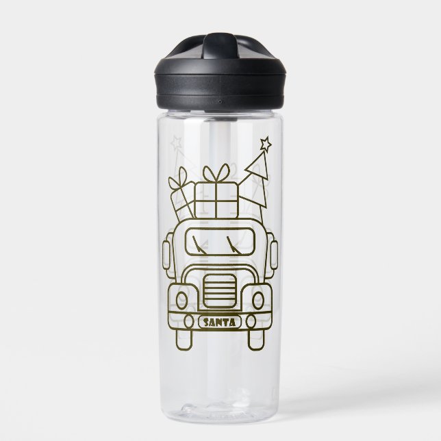 Kontur Weihnachtswagen Santa Auto Vorderansicht Trinkflasche (Vorderseite)