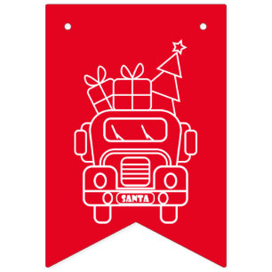 Kontur Weihnachtswagen Santa Auto Vorderansicht Wimpelkette