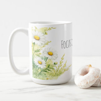 Konzentriere dich auf das Gute - Aquarell-Gänseblü Kaffeetasse