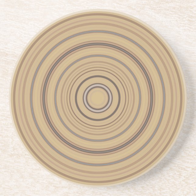 Konzentrierte Beige & Braun Kreise Sandstone Unter Sandstein Untersetzer (Vorne)
