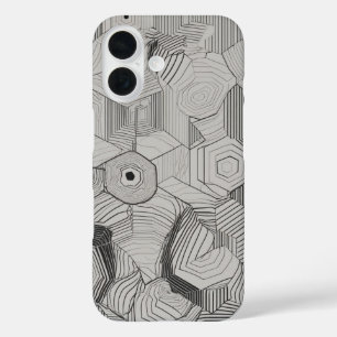 Konzentrierte Hexagons-Linie Art iPhone 16 Hülle