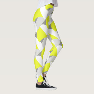 Konzentrierte Pastel Gelb Graue Abstrakte Leggings