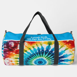 Konzentrische Regenbogen-Tie-Dye-Monogramm-Persona Duffle Bag