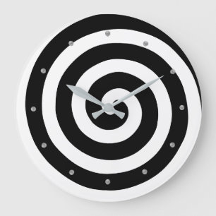 Konzentrische Spirale in Schwarz-Weiß-Runduhr Große Wanduhr
