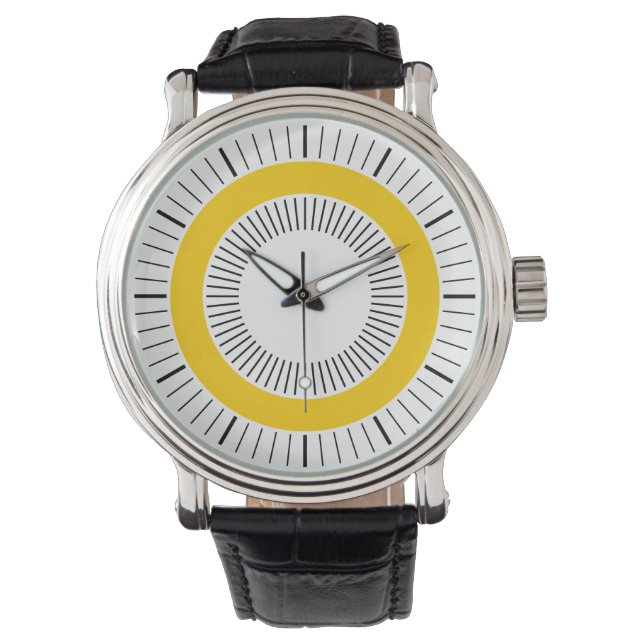Konzentrische Strahlen - gelb Armbanduhr (Vorderseite)