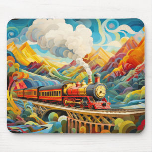 Konzept der Lokomotive-Bahn Abstrakte Farbenpracht Mousepad