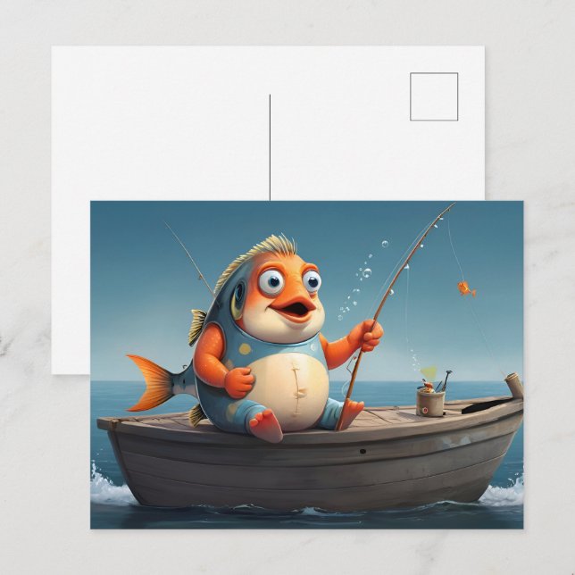 Konzeption der Fischerei Postkarte (Vorne/Hinten)