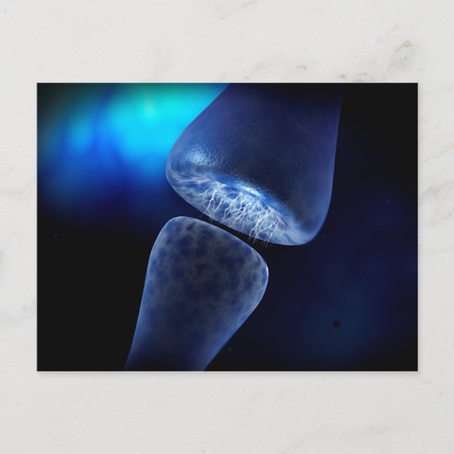 Konzeptuelles Bild einer Neuronsynapse im Inneren Postkarte (Vorderseite)