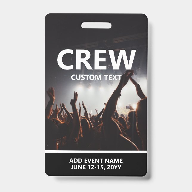 Konzert Event Access Pass Personalisierte Crew Abz Ausweis (Front)