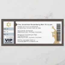 Konzert-Karten-Bar Mitzvah Einladung in Brown