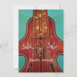 KONZERT,MUSIK,WEDING,Red Blue Turquoise Champagne Einladung