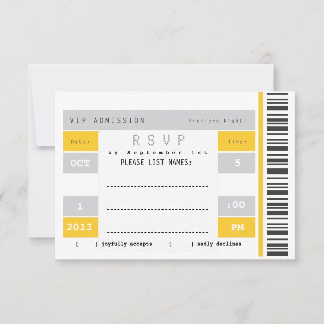 Konzert Ticket Stub UAWG RSVP Karte (Vorderseite)