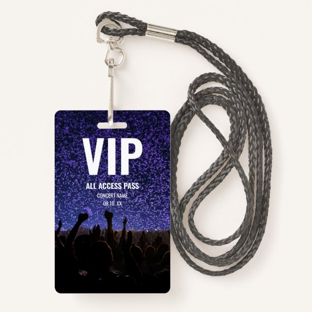 Konzertfestival VIP Individuelle Name Ausweis (Vorderseite mit Schlüsselband)