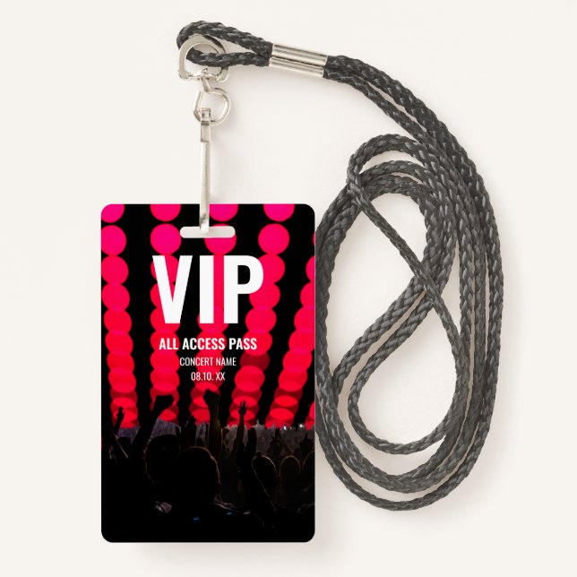 Konzertfestival VIP Individuelle Name Ausweis (Vorderseite mit Schlüsselband)
