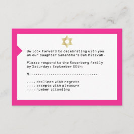Konzertkarte Mitzvah UAWG Reply Card in Rosa Einladung