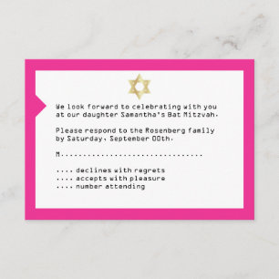 Konzertkarte Mitzvah UAWG Reply Card in Rosa Einladung