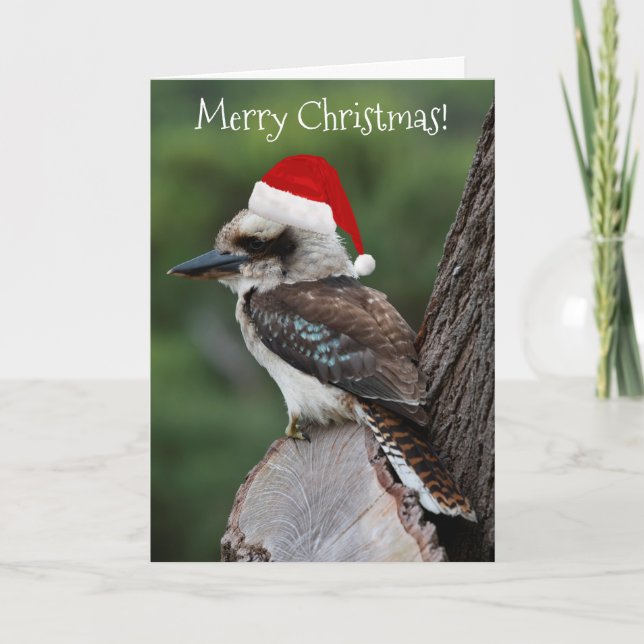 Kookaburra Bird Animal Red Weihnachtsmannmütze Chr Karte (Vorderseite)