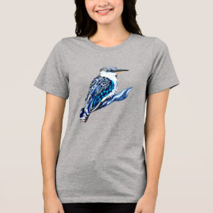 Kookaburra, blau und grau, Aussie-Vogel Tri-Blend Shirt