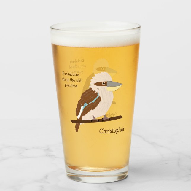Kookaburra Design Personalisiert Glas (Vorne (Gefüllt))