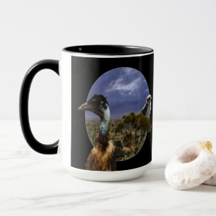 Kookaburra, Emu, australische Landschaft, Tasse