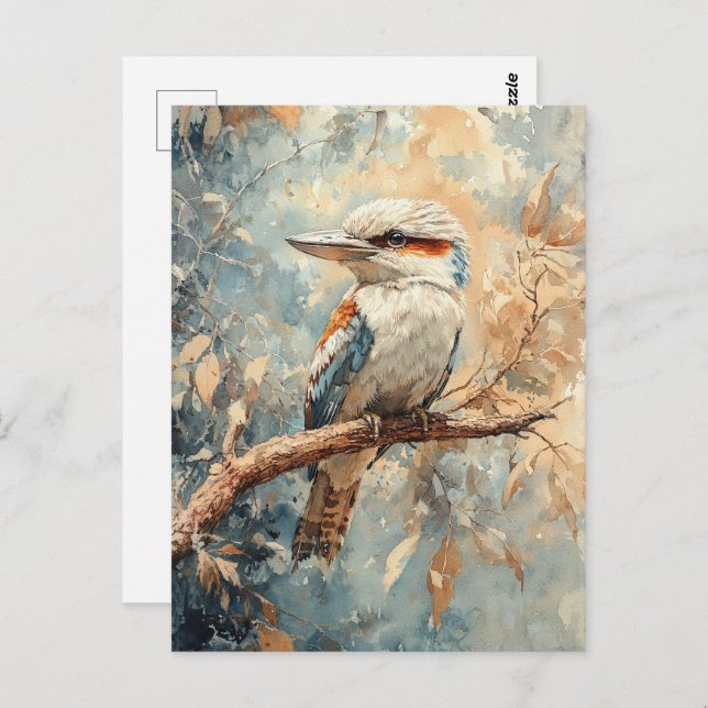 Kookaburra in einer Baumwasserfarbe Postkarte (Vorne/Hinten)