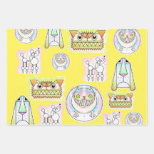 Kooky Cats and Odd Hunde Wrapping Paper Sheet Set