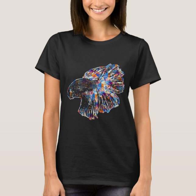 Kooler und großartiger Betta-Fisch Geometrie T-Shirt (Vorderseite)