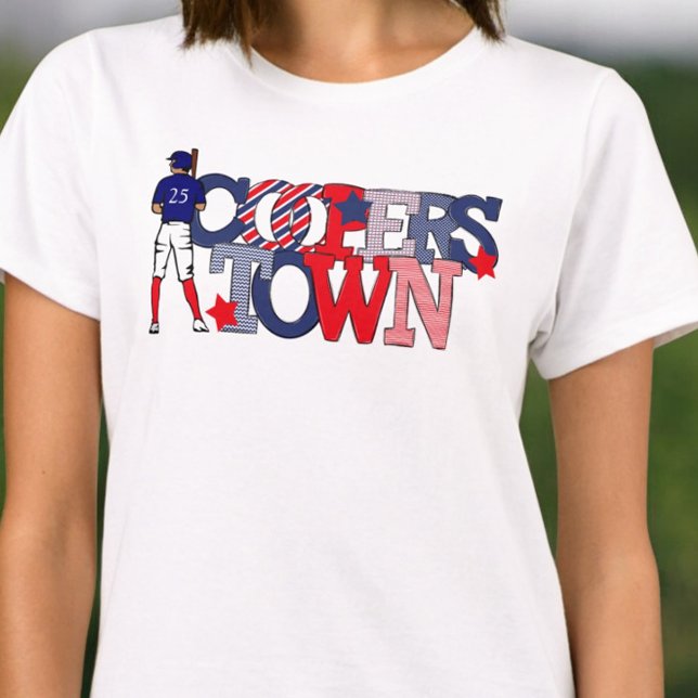 Kooperstown Patriotic Letters Baseball Player Year T-Shirt (Von Creator hochgeladen)